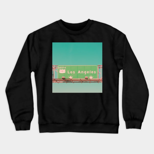 Los Angeles Highway sign Crewneck Sweatshirt by hraunphoto